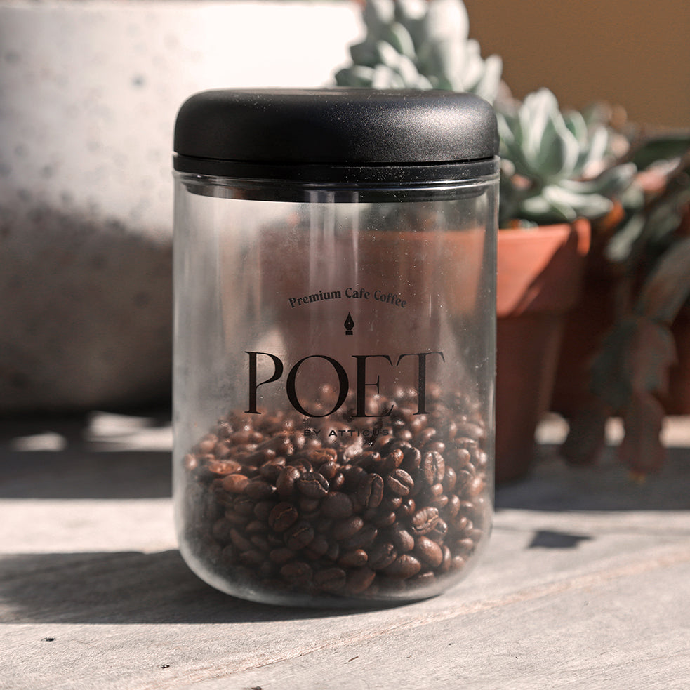 Kaffe Coffee Canister, Coffee Container Airtight, Glass Jar, 16oz 