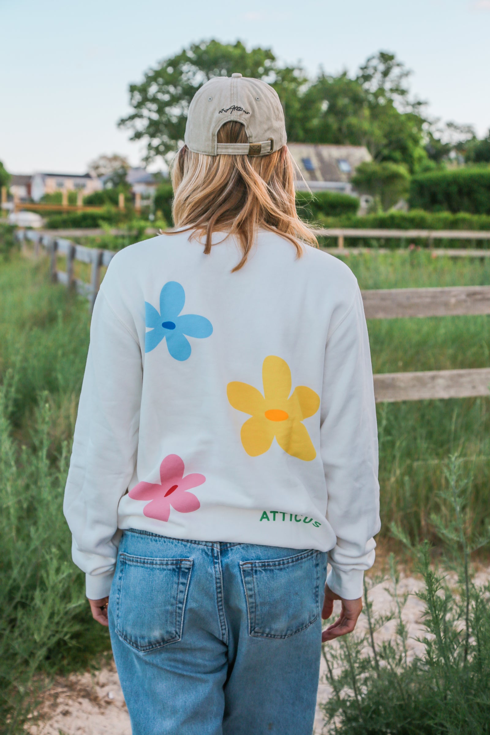Groovy Broken Flowers Cream Crewneck