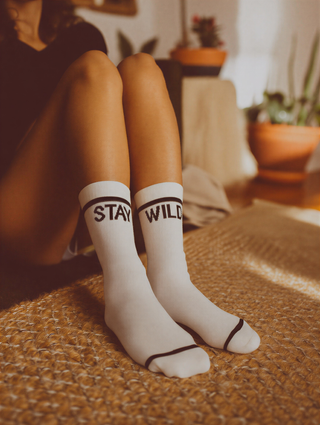 Stay Wild Socks in B+W