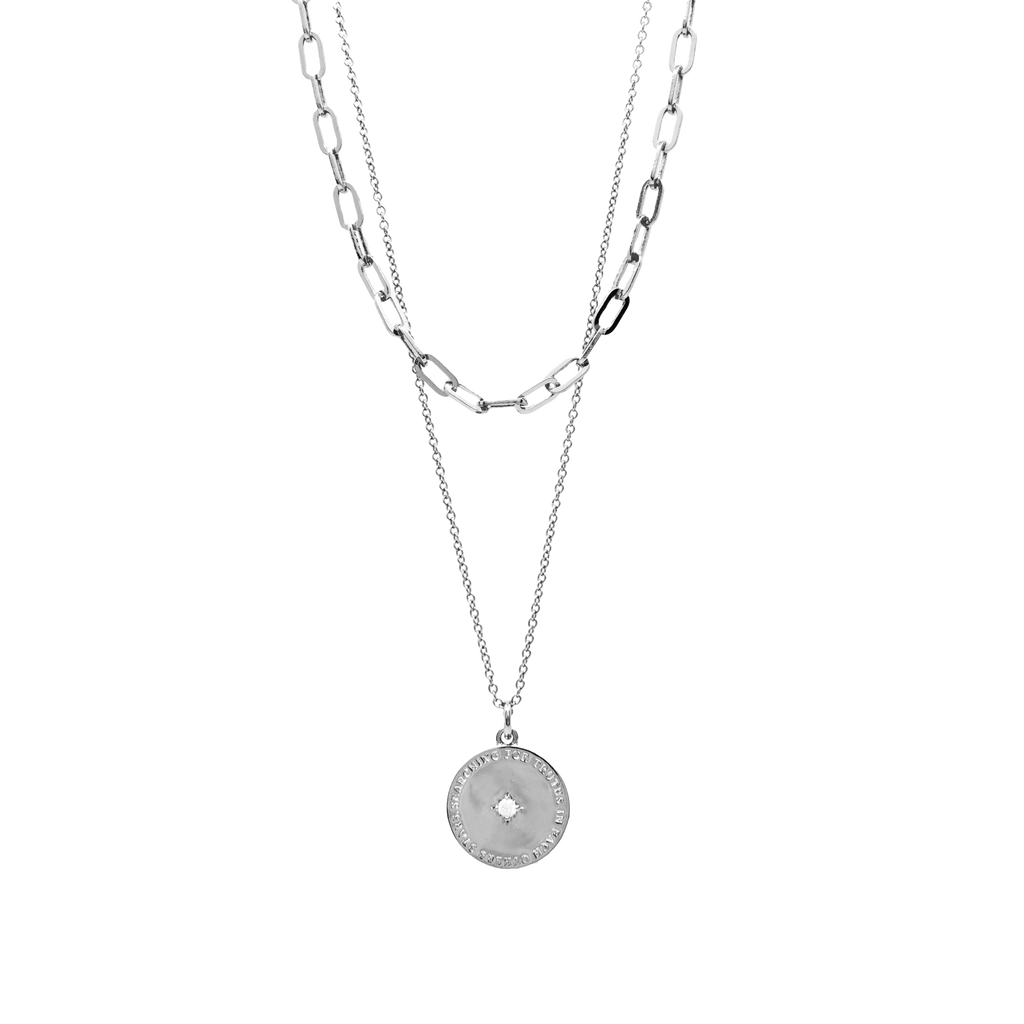 Searching for Truths - Layered silver coin necklace