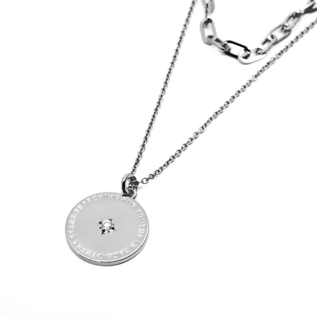 Searching for Truths - Layered silver coin necklace