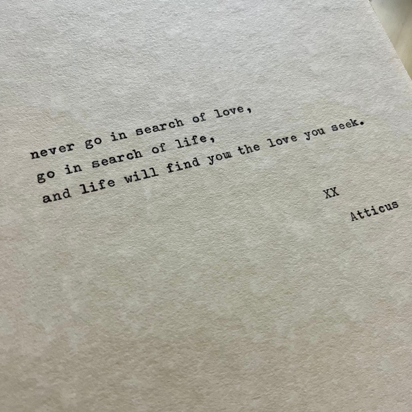 "In Search Of" Signed Typewriter Poem