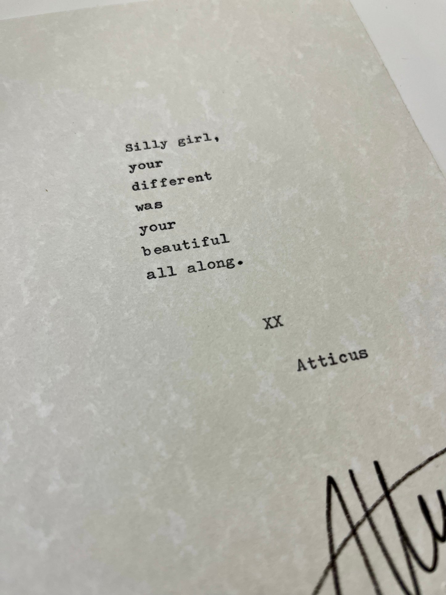 "Your Beautiful" Signed Typewriter Poem