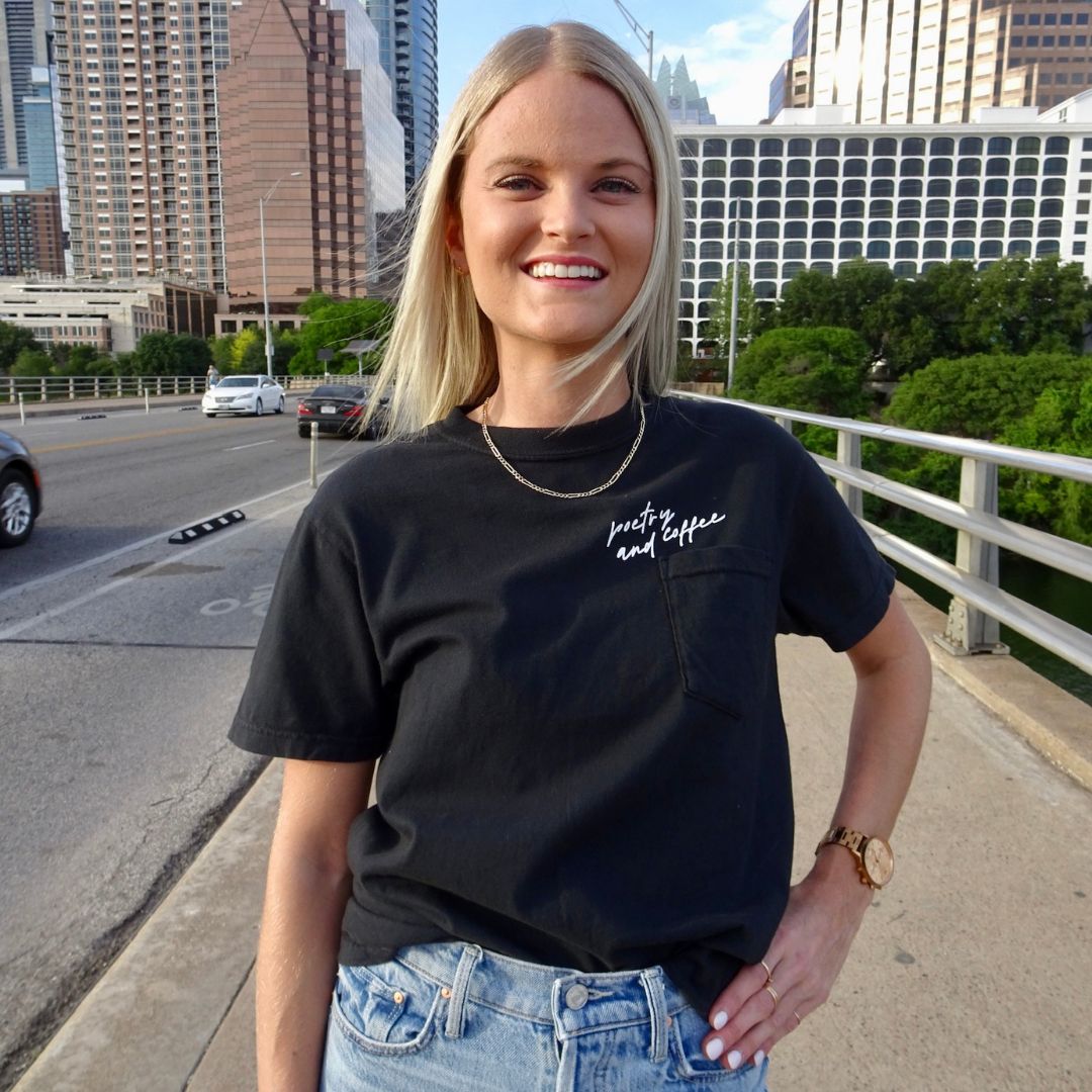 Poetry and Coffee Pocket Tee