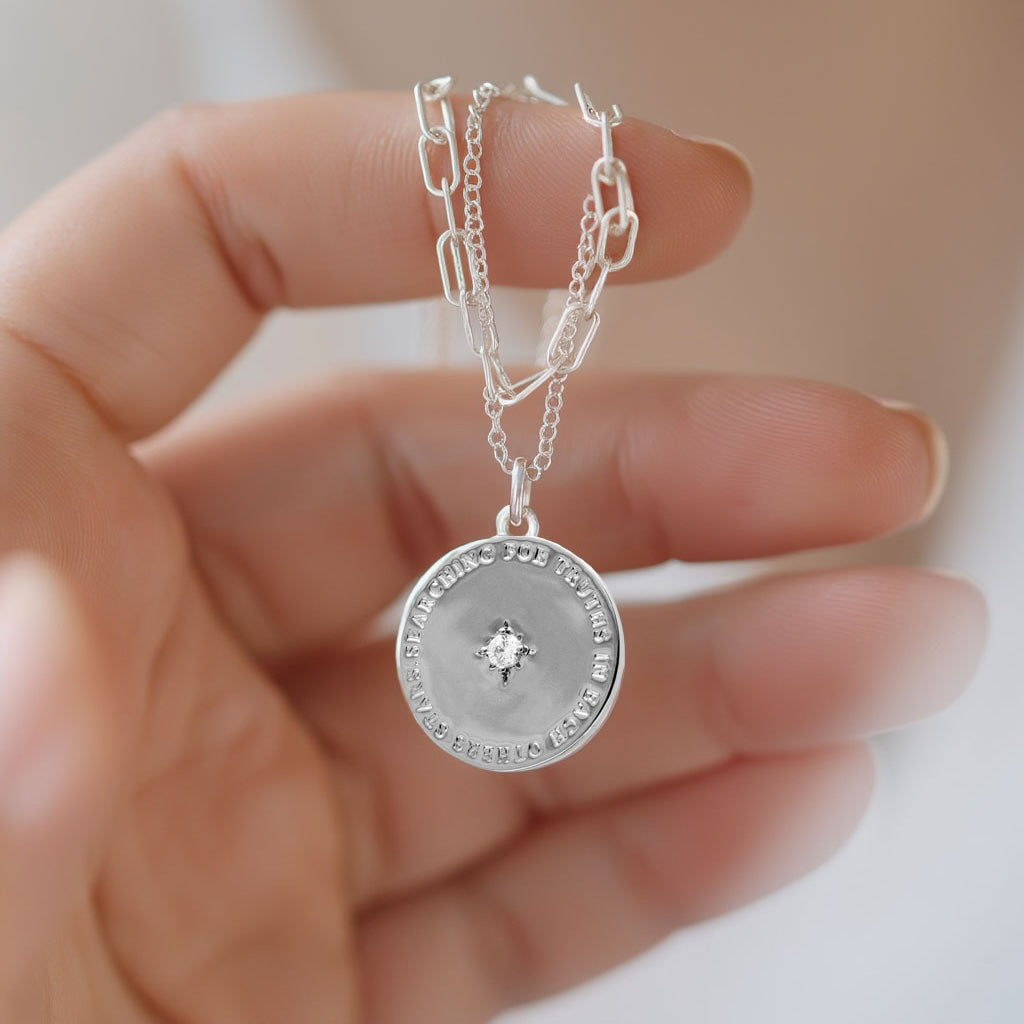 Searching for Truths - Layered silver coin necklace