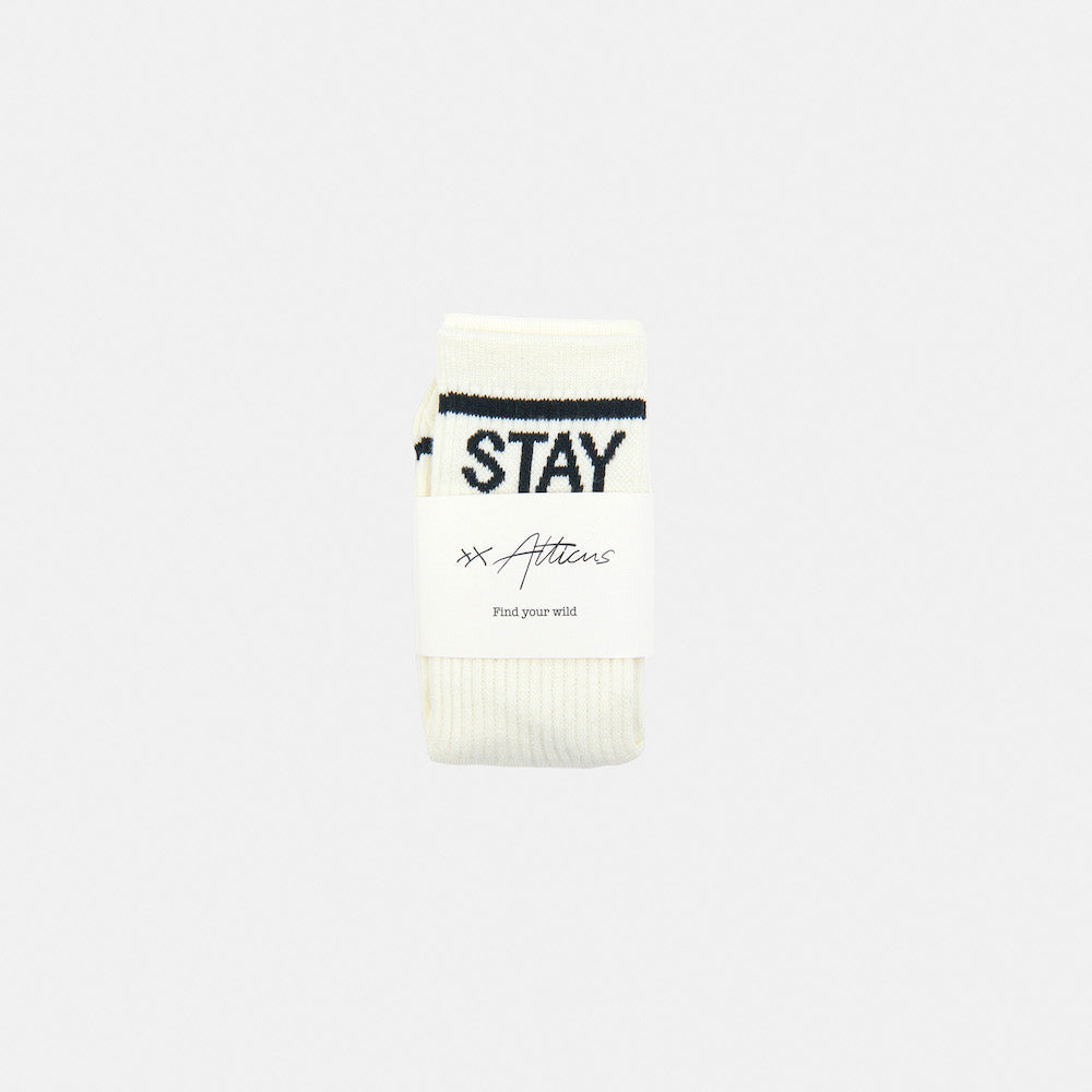 Stay Wild Sock - Ivory and Black