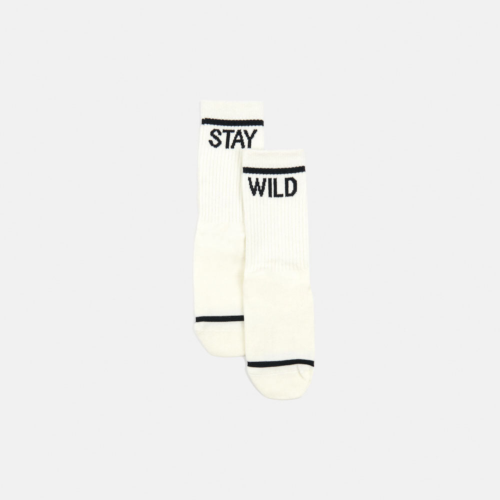 Stay Wild Sock - Ivory and Black Detail