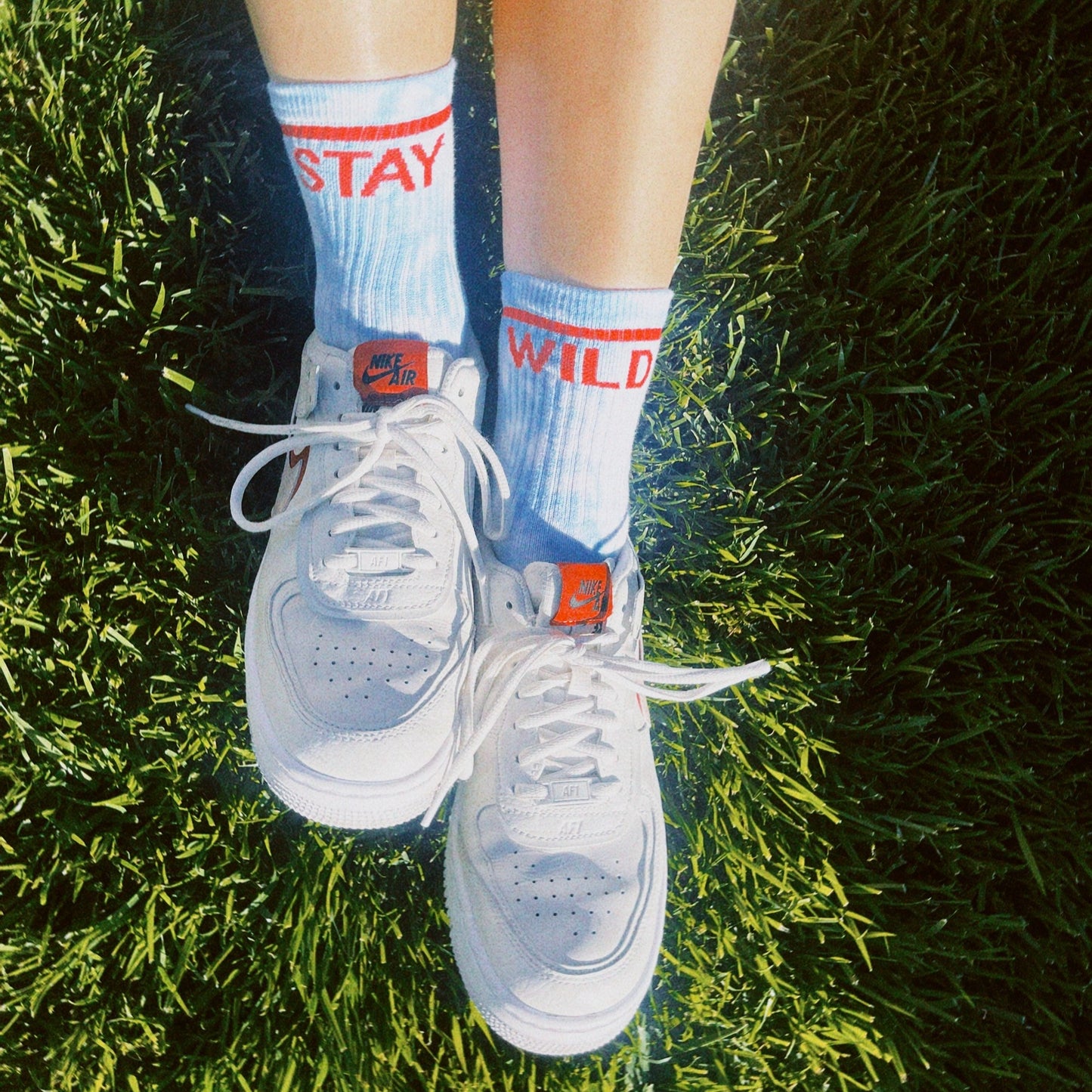 Stay Wild Socks - Blue Tie Dye lifestyle 1
